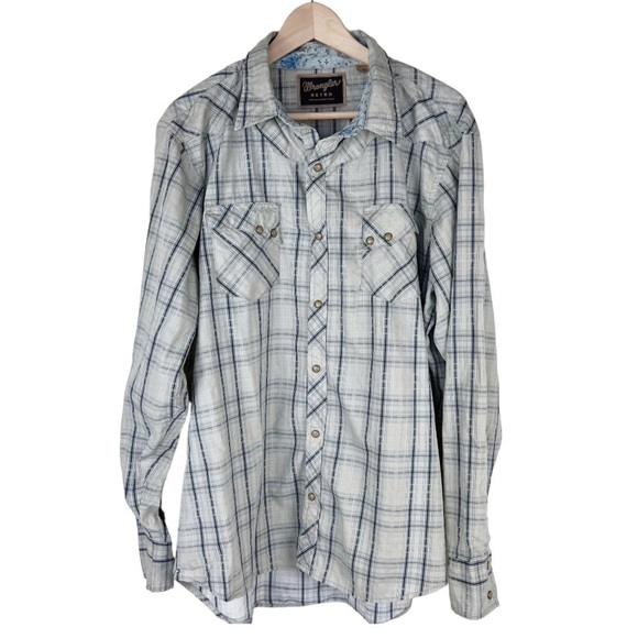 Wrangler Retro Long Sleeve Pearl Snap Button Up Western Shirt Size XXL - Picture 1 of 6